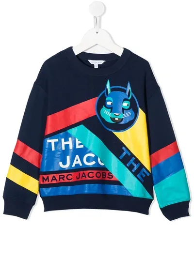 Little Marc Jacobs Kids' Mascot Print Cotton Sweatshirt In Blue