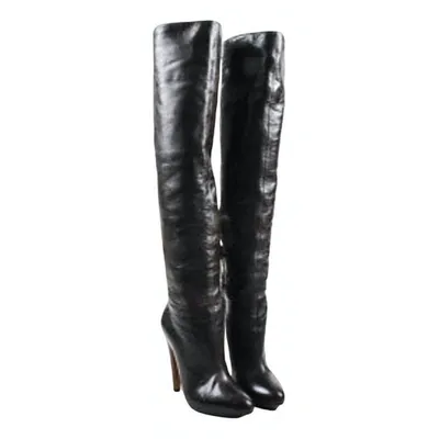 Pre-owned Alaïa Leather Boots In Black