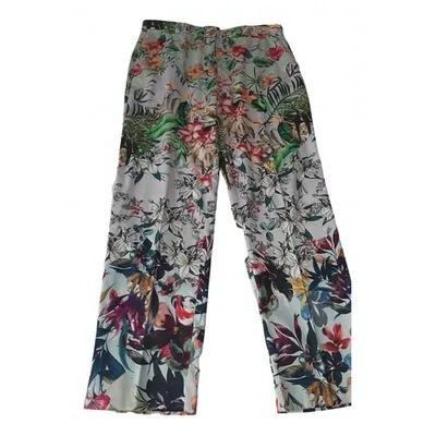 Pre-owned Pinko Silk Chino Pants In Multicolour