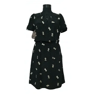 Pre-owned Sessun Silk Mid-length Dress In Black