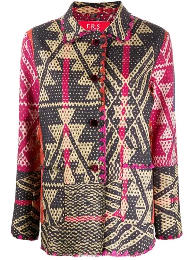 F.r.s For Restless Sleepers Geometric Print Shirt Jacket In Multicolor