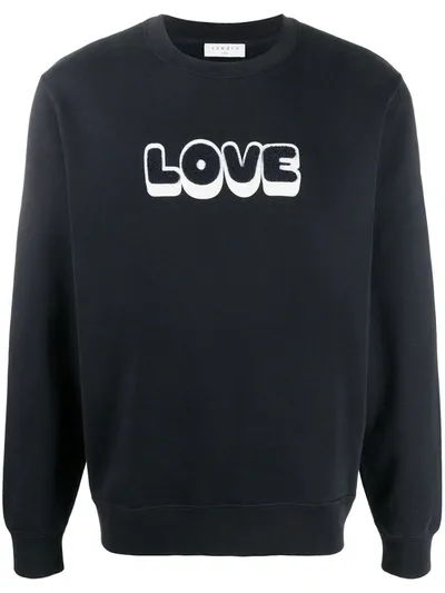 Sandro Embroidered Love Print Sweatshirt In Blue