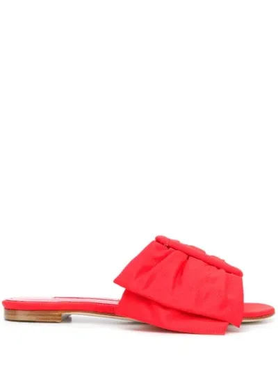 Manolo Blahnik Flaria Buckle Mules In Red