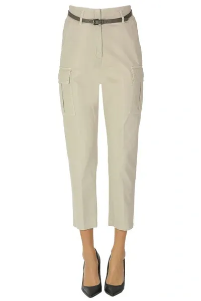 Peserico Cargo Style Cotton Trousers In Animal Print