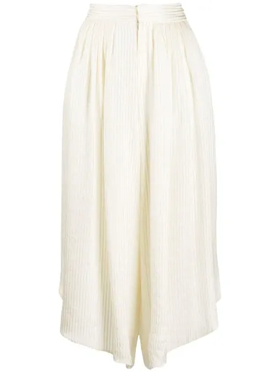 Etro Lurex-stripe Silk Culottes In Neutrals