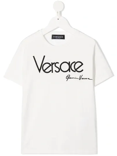 Young Versace Kids' Logo Print T-shirt In White