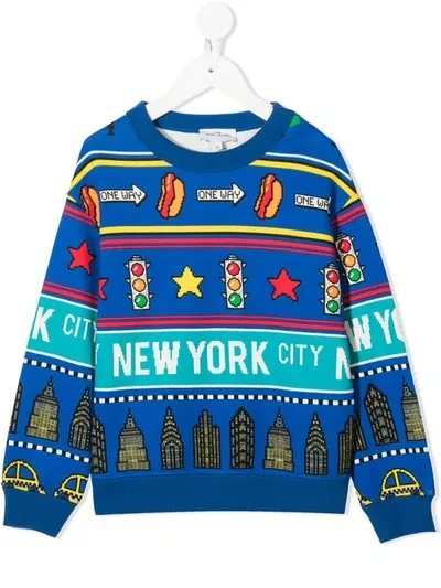 Little Marc Jacobs Kids' Blue Sweatshirt With Colorful Prints For Boy