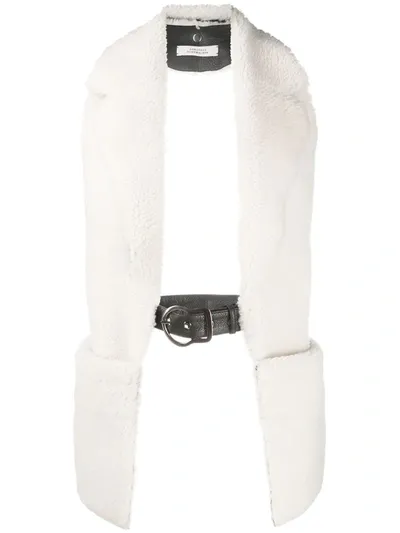 Dorothee Schumacher Open Back Shearling Gilet Jacket In White