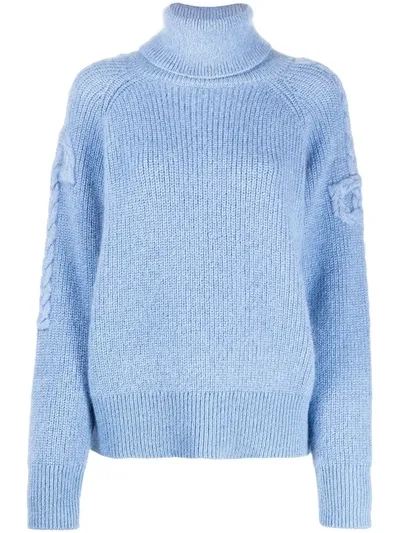 Patou Roll-neck Braided Arm Sweater In Blue