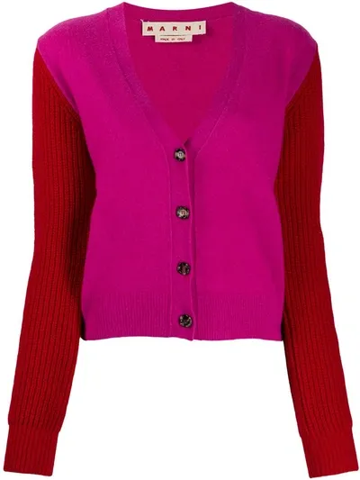 Marni Colour-block Cardigan In Pink