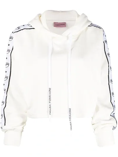 Chiara Ferragni Side Logo Hoodie In White