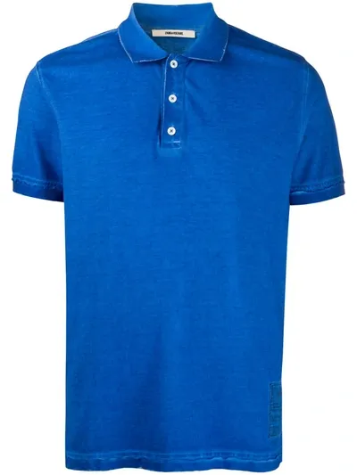 Zadig & Voltaire Trot Piqué Polo Shirt In Blue