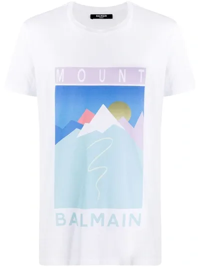 Balmain Mount -print T-shirt In White