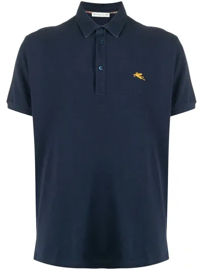 Etro Embroidered Logo Polo Shirt In Blue