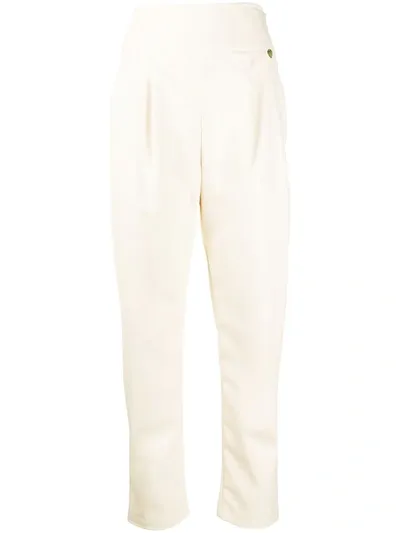 Twinset High-waisted Tapered Trousers In Neutrals