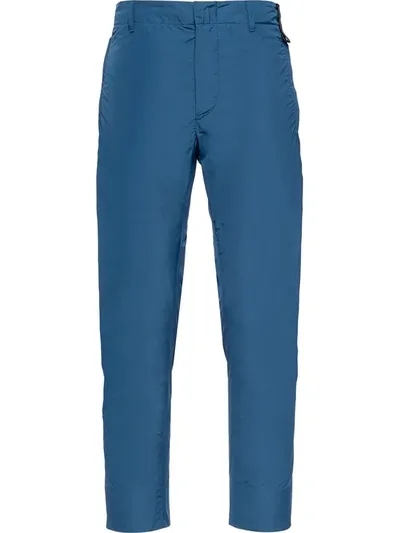 Prada Technical Poplin Cropped Trousers In Blue