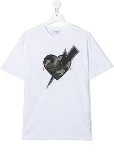 Neil Barrett Teen Logo-print T-shirt In White