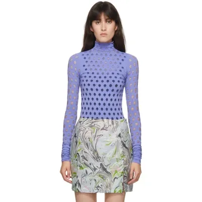 Maisie Wilen Perforated Turtleneck Top In Purple In Ube