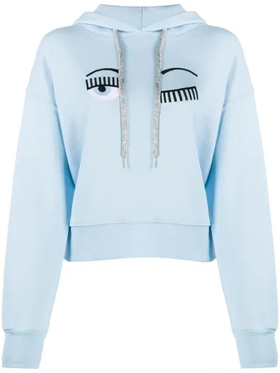 Chiara Ferragni Embroidered Eyelash Hoodie In Blue