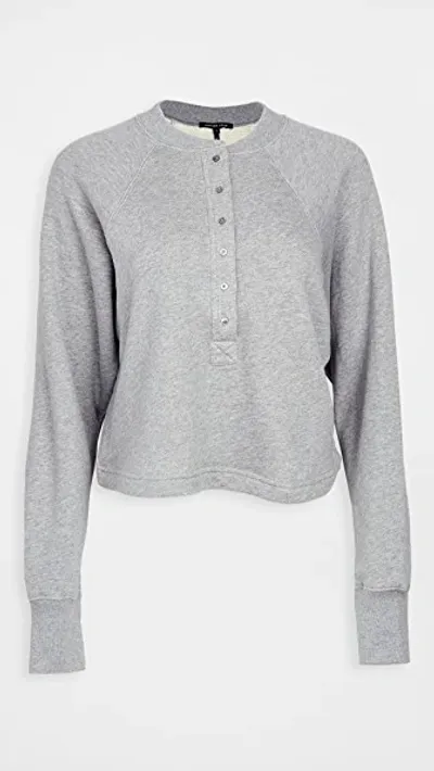 Marissa Webb So Uptight Plunge Henley Sweatshirt In Heather Grey