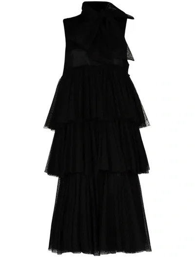 Viktor & Rolf Layered Tulle Midi Dress In Black