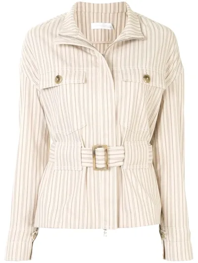 Jonathan Simkhai Rae Striped-print Jacket In Neutrals