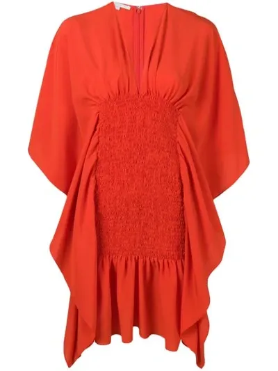 Stella Mccartney Draped Elasticated Dress In Vermillion Red