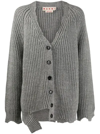 Marni Deconstructed Wool Cardigan In Grey