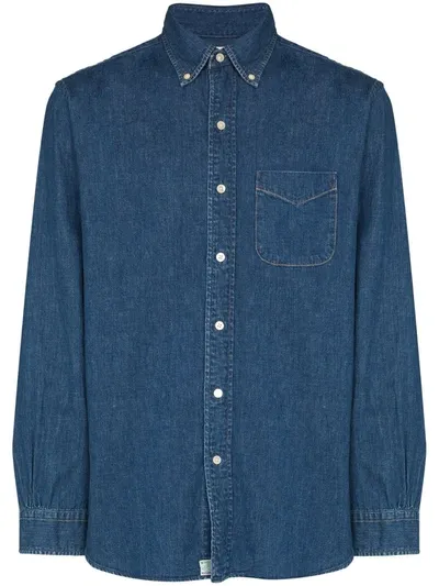 Orslow Button-down Denim Shirt In Blue