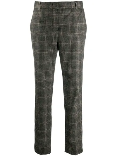 Peserico Wool Blend Plaid Pants In Brown