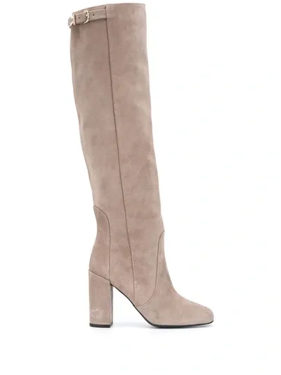 Patrizia Pepe Block-heel Knee Boots In Neutrals