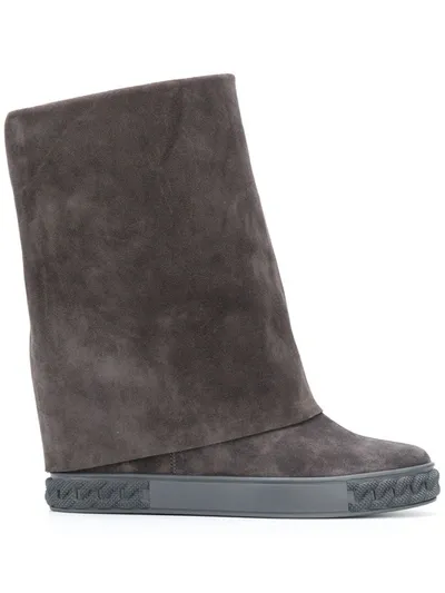 Casadei Foldover Top Boots In Grey