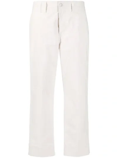 Closed High-rise Wide-leg Cropped Trousers In White