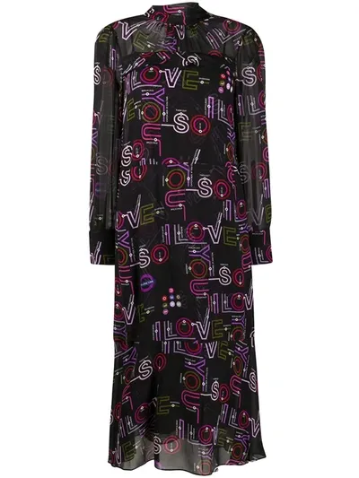 Dorothee Schumacher Love Map Chiffon Midi Dress In Black