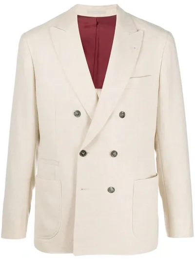 Brunello Cucinelli Double-breasted Blazer In Neutrals