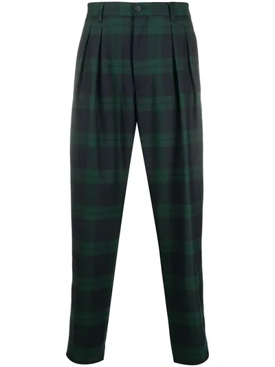 Tommy Hilfiger Check Straight-leg Trousers In Green