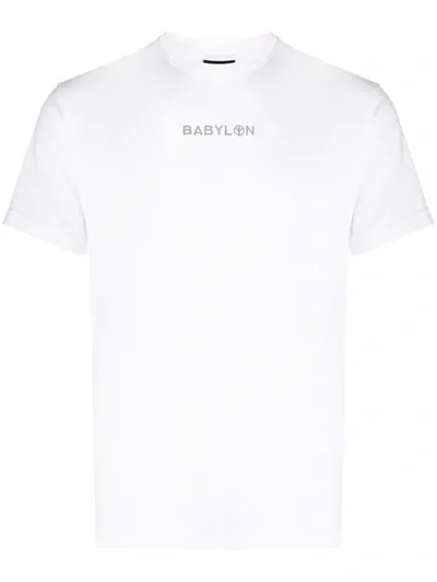 Babylon La Logo Print Round Neck T-shirt In White