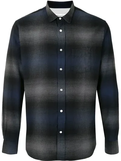 Officine Generale Lipp Stitch Fuzzy Check Shirt In Black Grey