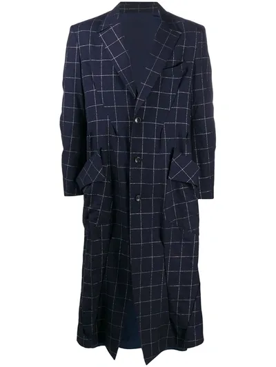 Sulvam Grid-print Coat In Blue