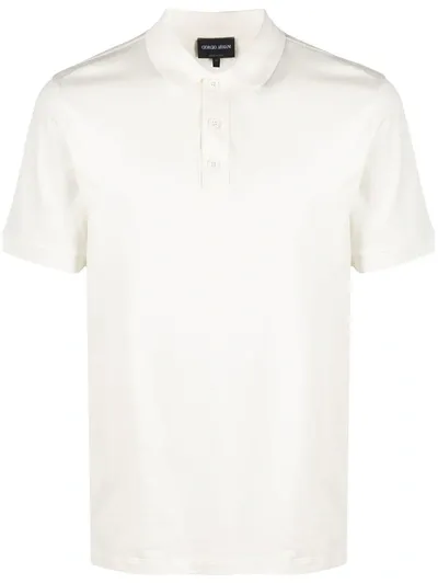 Giorgio Armani Embroidered Logo Polo Shirt In White