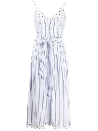 Michael Michael Kors Striped Cotton Midi Dress In Blue