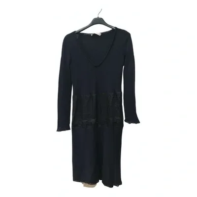 Pre-owned Miu Miu Wool Mid-length Dress In Black