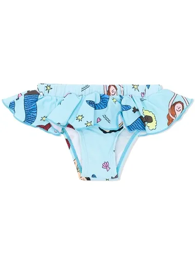 Stella Mccartney Babies' Mermaids Print Bikini Bottoms In Blue