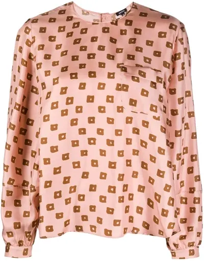 Aspesi Geometric Print Blouse In Pink