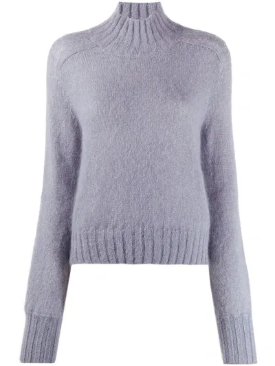 Alberta Ferretti Roll Neck Chunky Knit Jumper In Blue