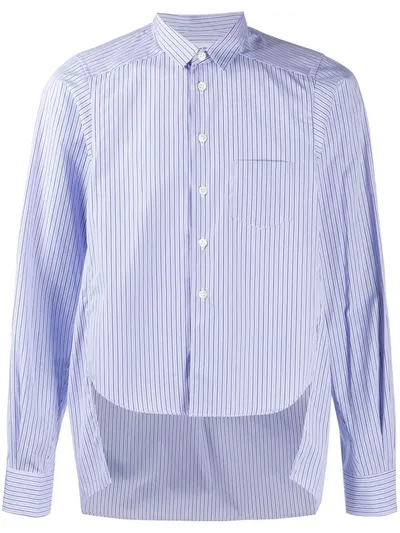 Comme Des Garçons Shirt Striped Cropped Front Shirt In Blue