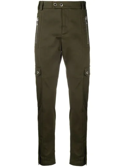 Les Hommes Straight Leg Cargo Trousers In Green