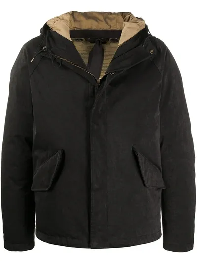 Ten C Black Down Short Padded Jacket In Nero