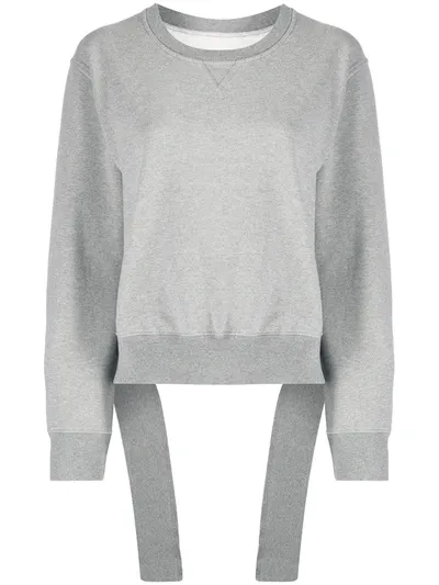 Mm6 Maison Margiela Cropped Fallen Waistband Effect Sweatshirt In Grey