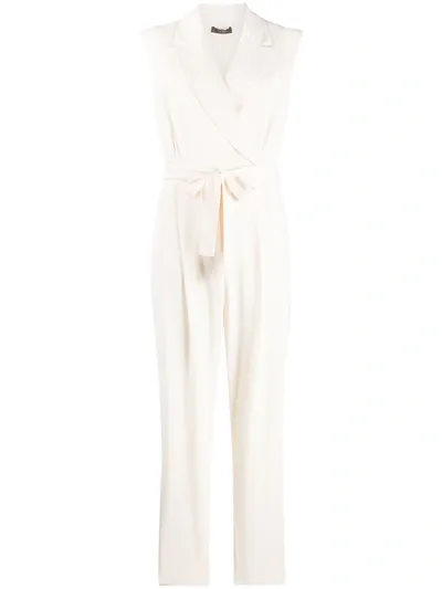 Peserico Belted V-neck Jumpsuit In Neutrals